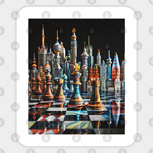 Metropolitan Checkmate: Chess City Skyline gift Sticker by familycuteycom